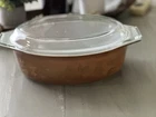 Vintage Pyrex Oval Casserole Dish Early American Brown Gold 2 1/2 QT w/ Lid #045
