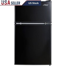 Two Door Mini Fridge W/ Freezer Compact Energy Star Adjustable Racks Child Lock