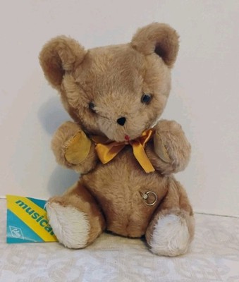 Vintage Eden Toys Musical Teddy Bear w/tag, Velvet Paws, Works, 9''