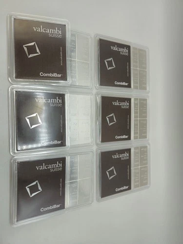 🌟(6) Valcambi 10x10 Gram Silver CombiBar (100 Grams) SEALED Card, 600 g TOTAL