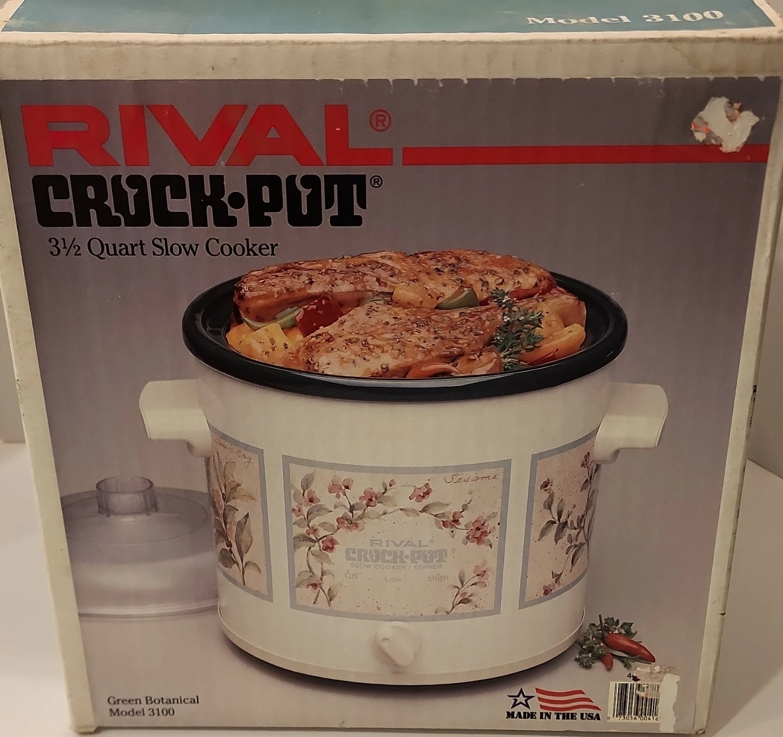 Rival Crock-Pot 3100 3.5 Qt Stoneware Slow Cooker Green/Beige Botanical