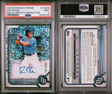 DRU BAKER 2022 Bowman Chrome Prospect Auto Speckle /299 #CPA-DB PSA 9