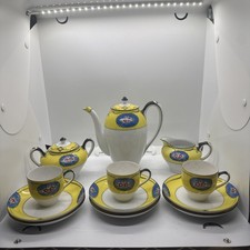 Vintage MEITO China HANDPAINTED Teapot Sugar Creamer Demitasse Cups Saucers Set