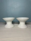 Set of 2 Vintage Milk Glass Pillar Taper Candle Holders