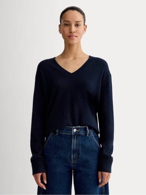 Everlane The Classic V In Cashmere Navy V Neck Sweater XS NWT 100% Cashmere