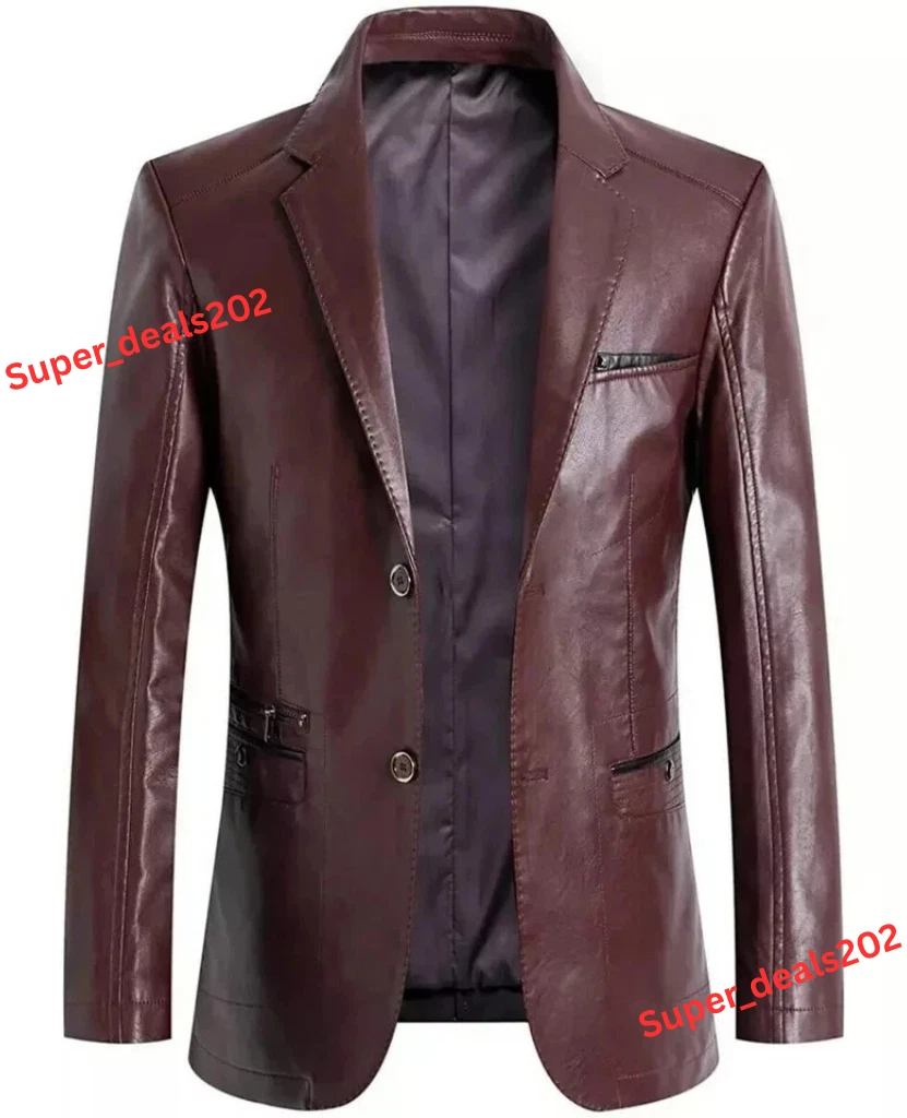 Mens Lambskin Leather Blazer Burgundy Formal Stylish Fashion Handmade Jacket Fit