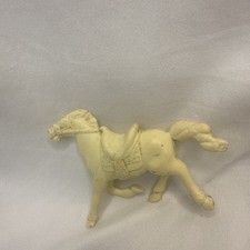 Vintage Marx 3 Cowboy Horse Saddle Play Set Piece White Plastic