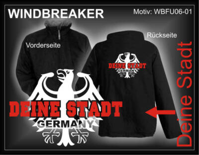 Windbreaker, Stadionjacke - Wunschtext Stadt oder Namen - S-XXL (WBFU06-01)