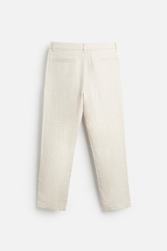 New Zara 100% Linen Pants 1063/448 Beige W29 Relax Pleated chino dress jeans - Picture 2 of 7