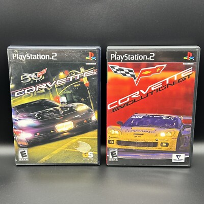 LOT OF 2: Corvette Evolution GT + Corvette (Sony PlayStation 2, Complete/EXC.) *