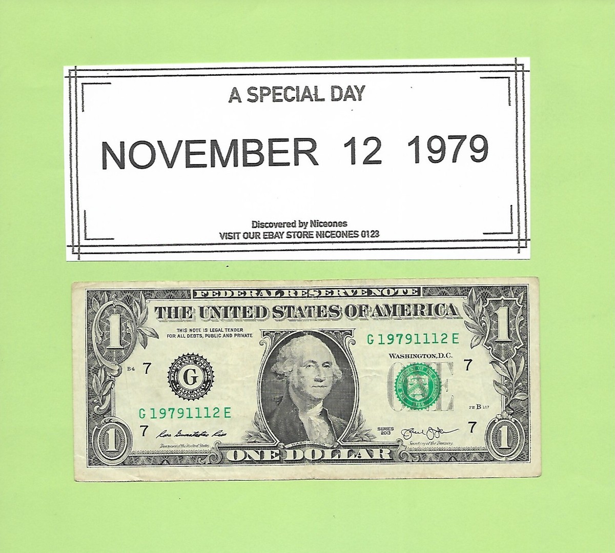 NOVEMBER 12, 1979 .. 2013 $1 G 1979 1112 E .. BIRTHDAY NOTE 1979