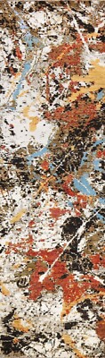 Modern Artistic Abstract Oriental Runner Rug Handmade Wool/ Silk 2' 7'' x 10' 3''