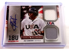 2014 USA Baseball 18U Dual Game Jersey Signatures #13 Daz Cameron 07/25