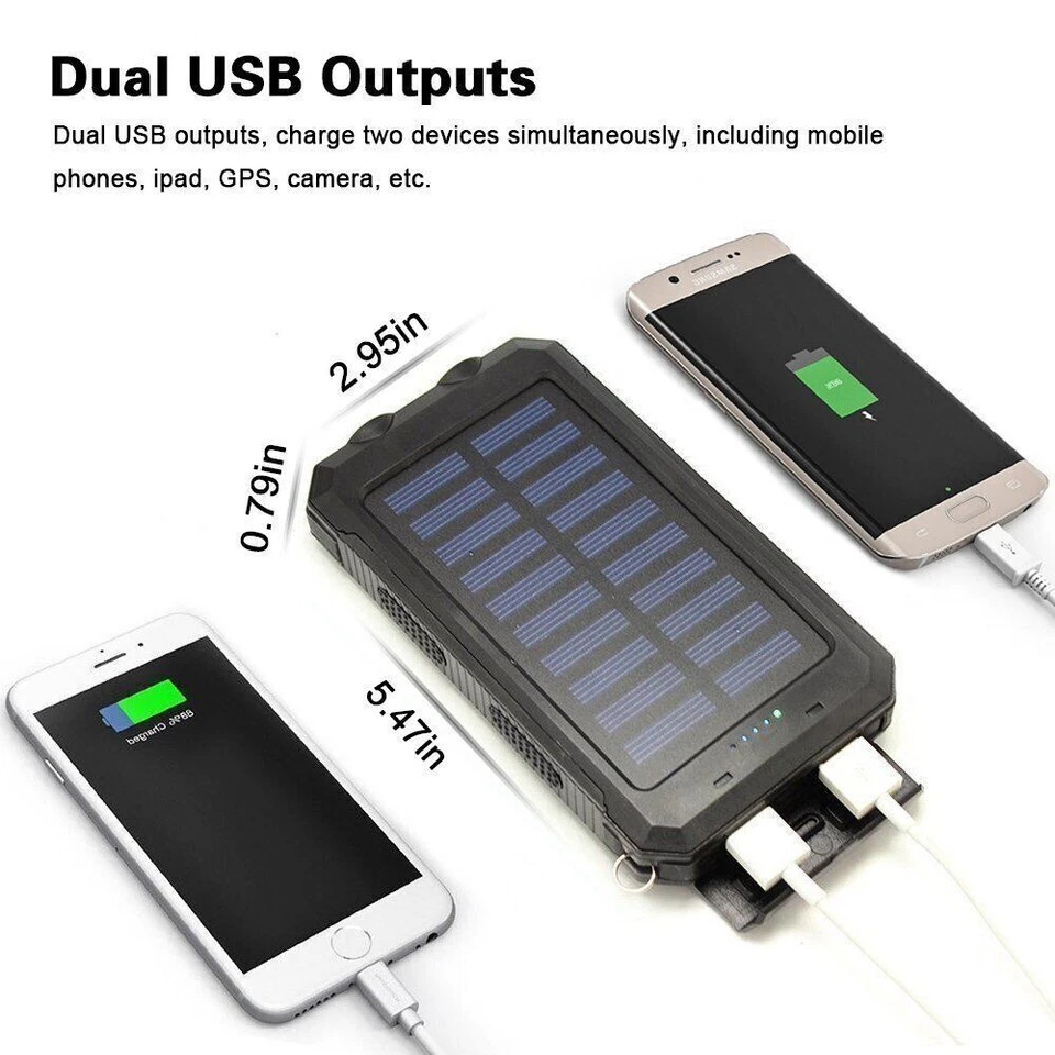 2025 Super Large Capacity USB Portable Charger Solar Power Bank for Cell Phone - Image 3 of 4