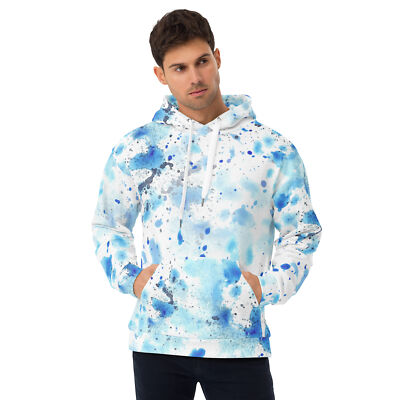 Mens Hoodie White Hoodies To Tie Dye Men's Hoodie White Blue