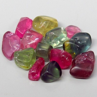 FANTASTIC SET! 6.01ct.Very Pretty Multi Color Tourmaline Rough Crystal 4x4mm.