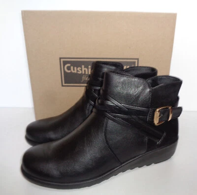 Cushion Walk Ladies Black Womens Comfort Ankle Boots Zip Shoes New UK Sizes 4-8