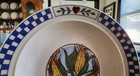 Corn on the Cob Bread Dessert Plates (pair) 6" Gibson Stoneware White Blue ! — photo 6