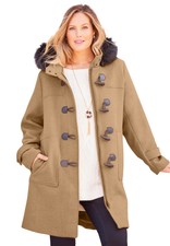 Catherines Women's Plus Size Wool Blend Toggle Peacoat