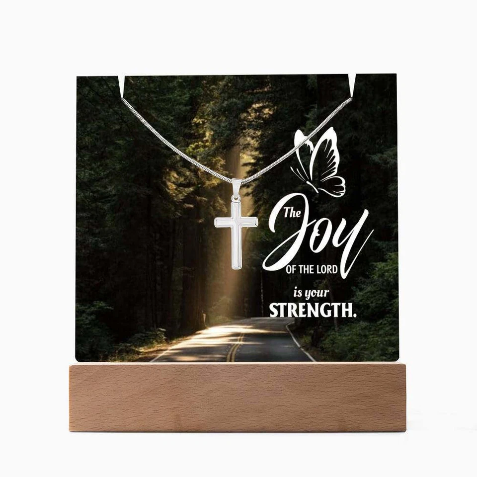 Conjunto de presente placa religiosa e cruz Joy of The Lord, presentes cristãos - Imagem 2 de 4