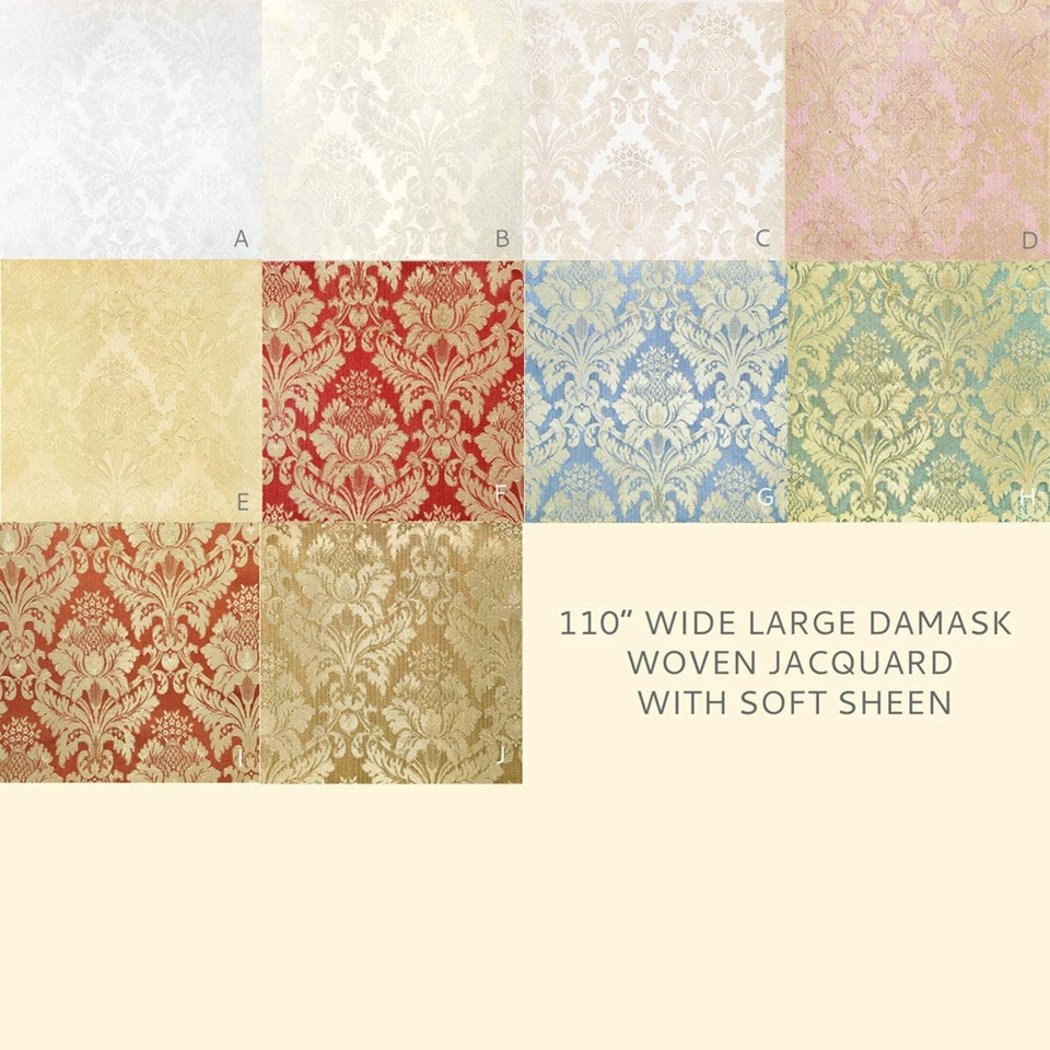 10 COLORS / 110" Wide Damask Soft Sheen Jacquard Fabric - Image 2 of 4