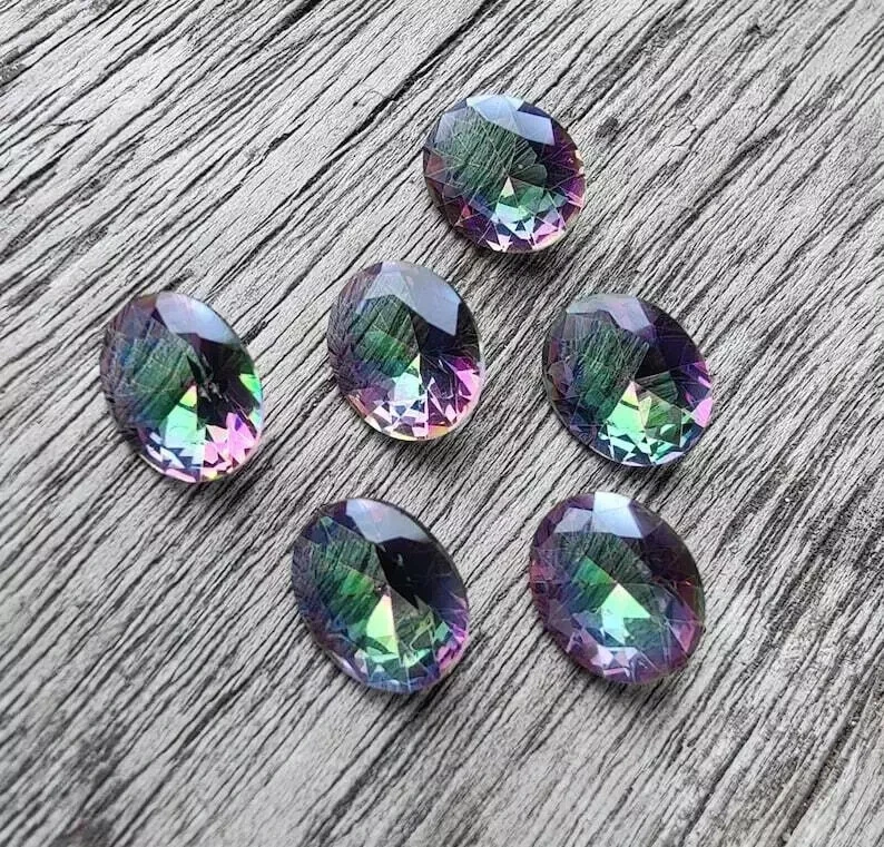 Wholesale Natural Mystic Quartz Oval Faceted Cut Gemstones AAA Grade Stones - Image 2 of 4