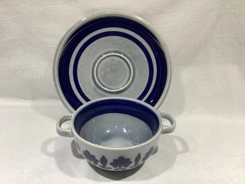 Boch Belgium La Louvier Blue Delf Ceramic Plate & Saucer- Vintage--Never Used