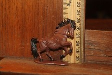 Vintage ca. 1960's Plastic Horse Brown Blue Box Hong Kong Black Mane