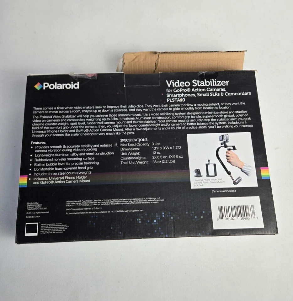 Polaroid Video Stabilizer GoPro Action Camera, Smartphones, Camcorder PLSTA10 - Image 2 of 3