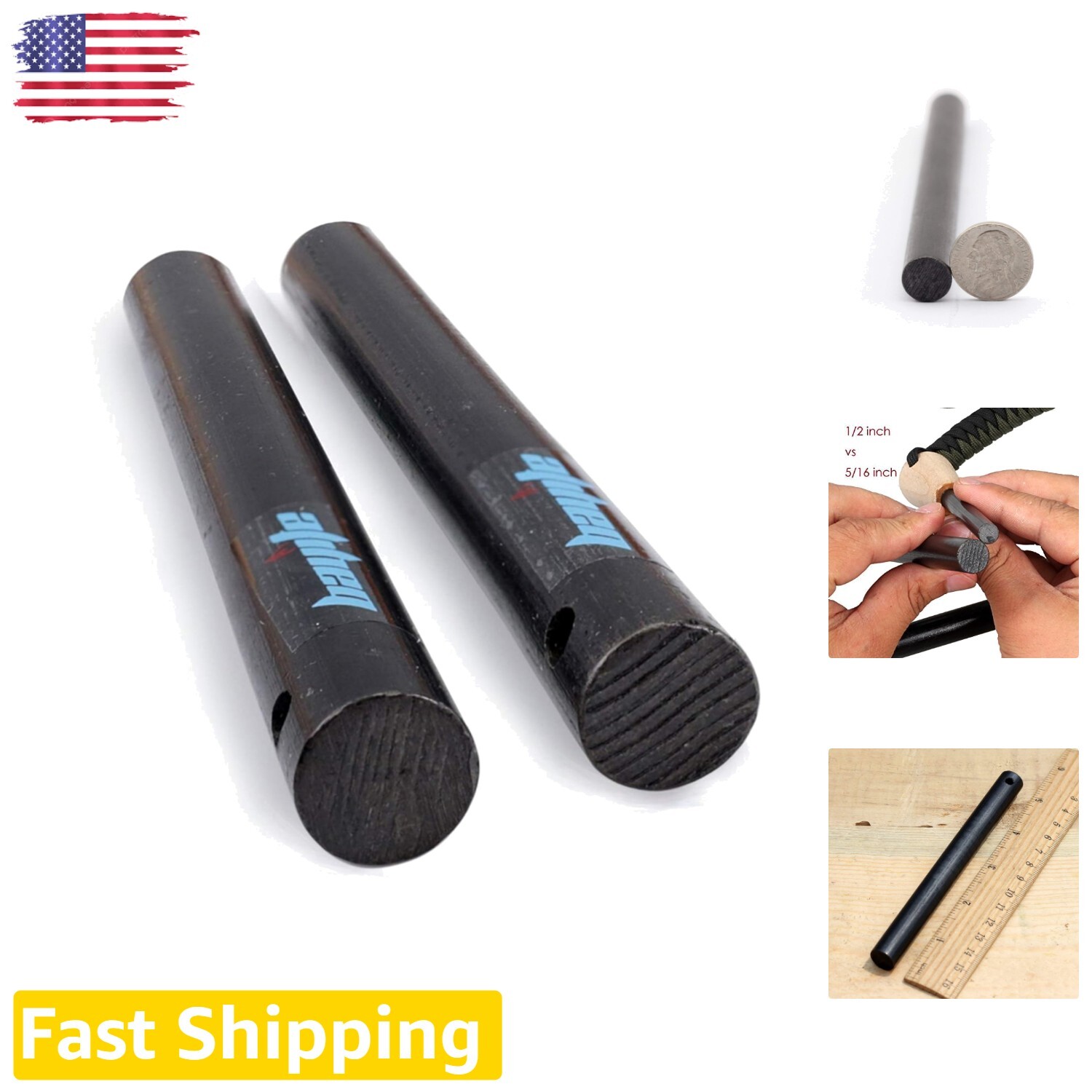 XL Ferro Rod 1/2" x 5'' Survival Fire Starter - Massive Sparks, All-Weather I...