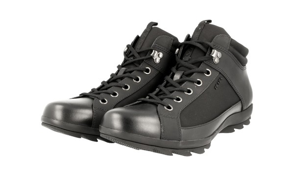 Prada HIGH-TOP Sneaker Wander Schuhe Stiefelette Schwarz Leder Neu 8,5 42,5 43-image