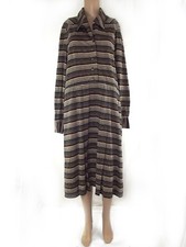 Abito Polpaccio Donna Marrone Sartoriale Vintage Anni 80 Righe Lana Vestito XL