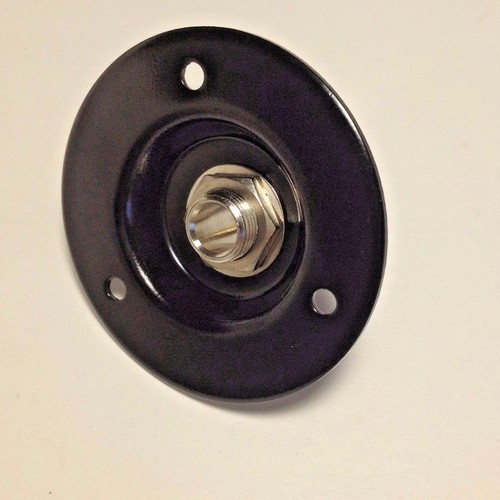 Black Speaker Amp Jack Plate 2" Round Metal w/1/4" Switchcraft