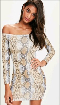 Missguided brown slinky snake bandeau long sleeve mini dress sz 6 | eBay Missguided brown slinky snake bandeau long sleeve mini dress sz 6 | eBay