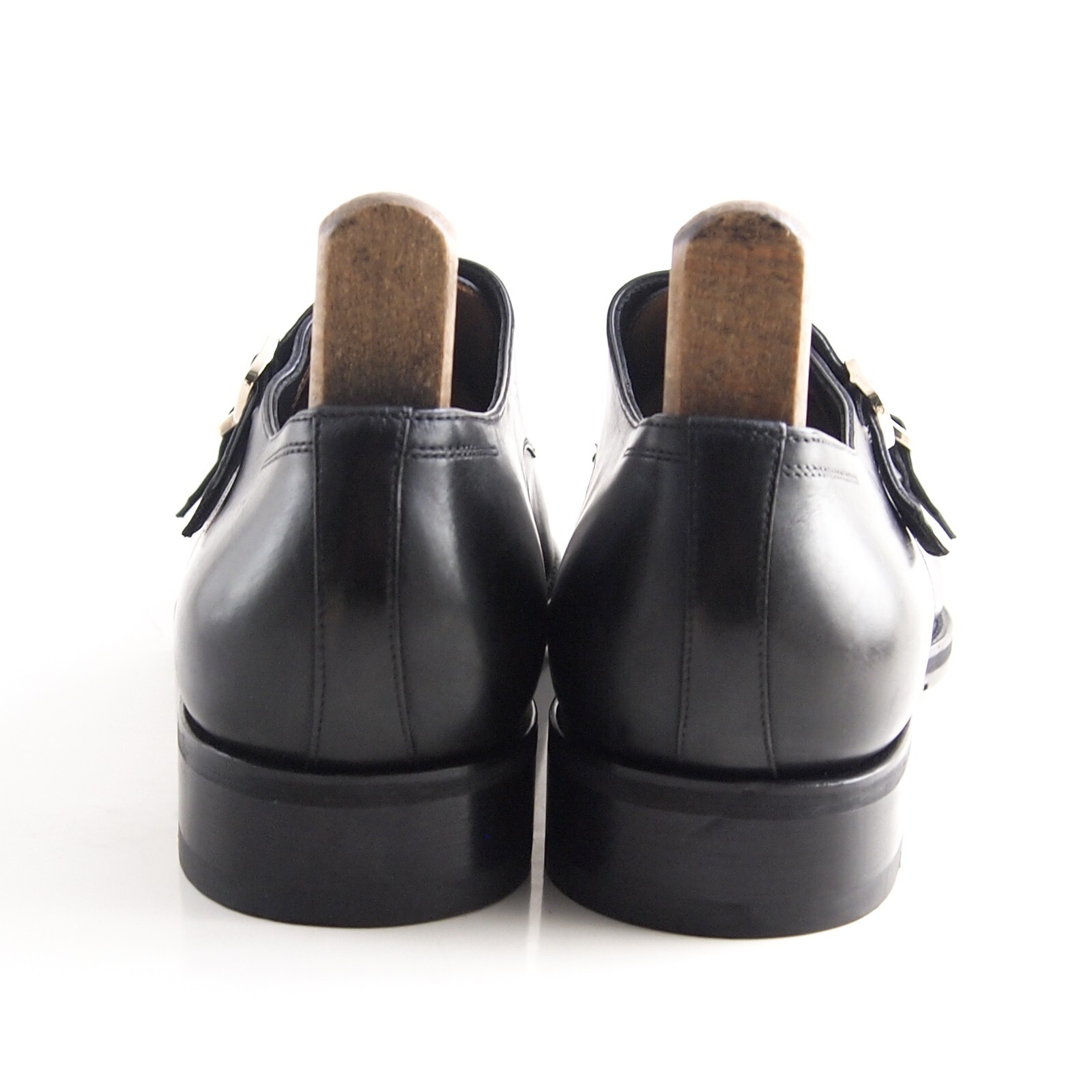 Santoni Double Monk Strap Loafers Black Leather Mens Size EU 45 US 12 F image 7