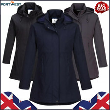 Portwest Softshell Womens Waterproof Jacket Ladies Longer Length Raincoat Jacket