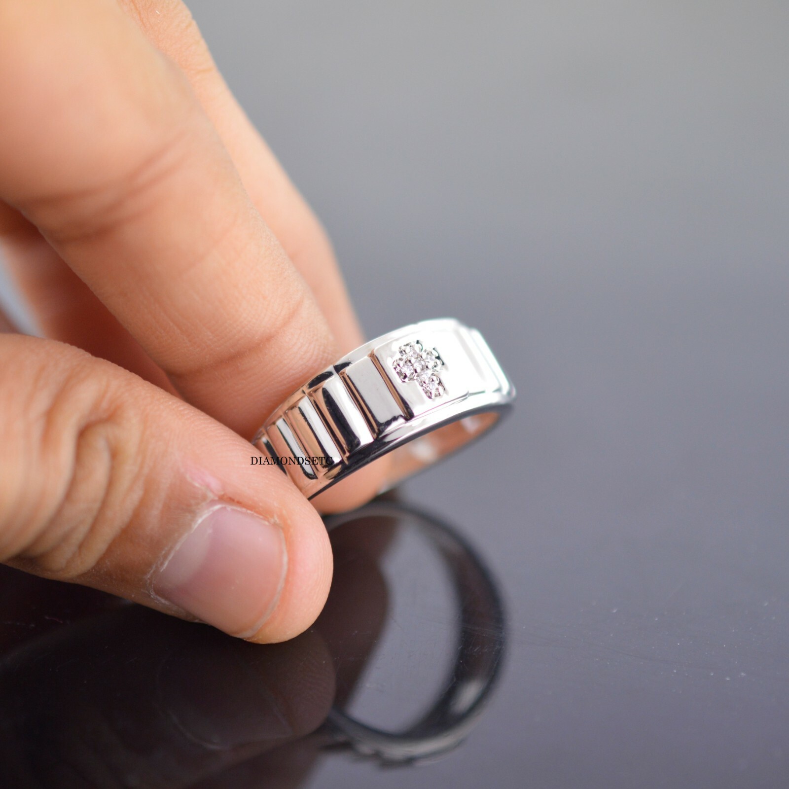 1.20 ct Round Cut Diamond Cross Men's Pinky Wedding Ring Band 10k White Gold Fn eBay