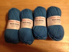 NEW LOT OF 4 FILATURA LANAROTA RICH 100% WOOL YARN, LT BLUE, 104 YDS EACH