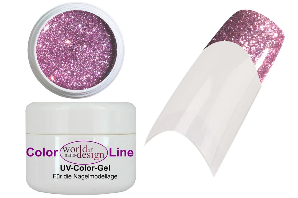 WORLD OF NAILS-DESIGN 5 ml UV Glitter Gel ✅ Dark Rosa light Pink Nr. 349 ✅ Fullcover oder Schmucknagel