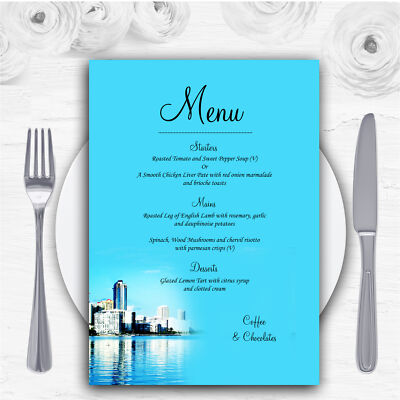Miami Florida personalisierte Menükarten Hochzeit