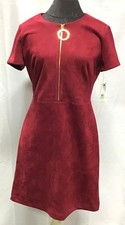 Calvin Klein Dark Red Faux Suede Midi Dress Size 8 W/ Tag