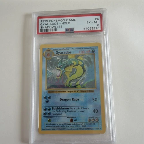 1999 Pokemon Base Set Shadowless Gyarados Holo Card PSA 7 6/102