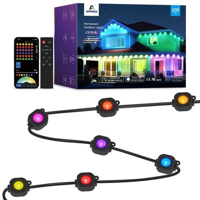 Permanent Outdoor Lights 100ft,RGBW Eaves Light with 72 LED Lights,111+ Scenes M