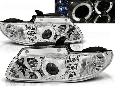 Headlights for Chrysler Voyager 1996-1999 2000 2001 VR-1225 Angel Eyes Chrome