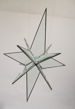 12 Point Christmas Star Ornament Hanging Beveled Glass