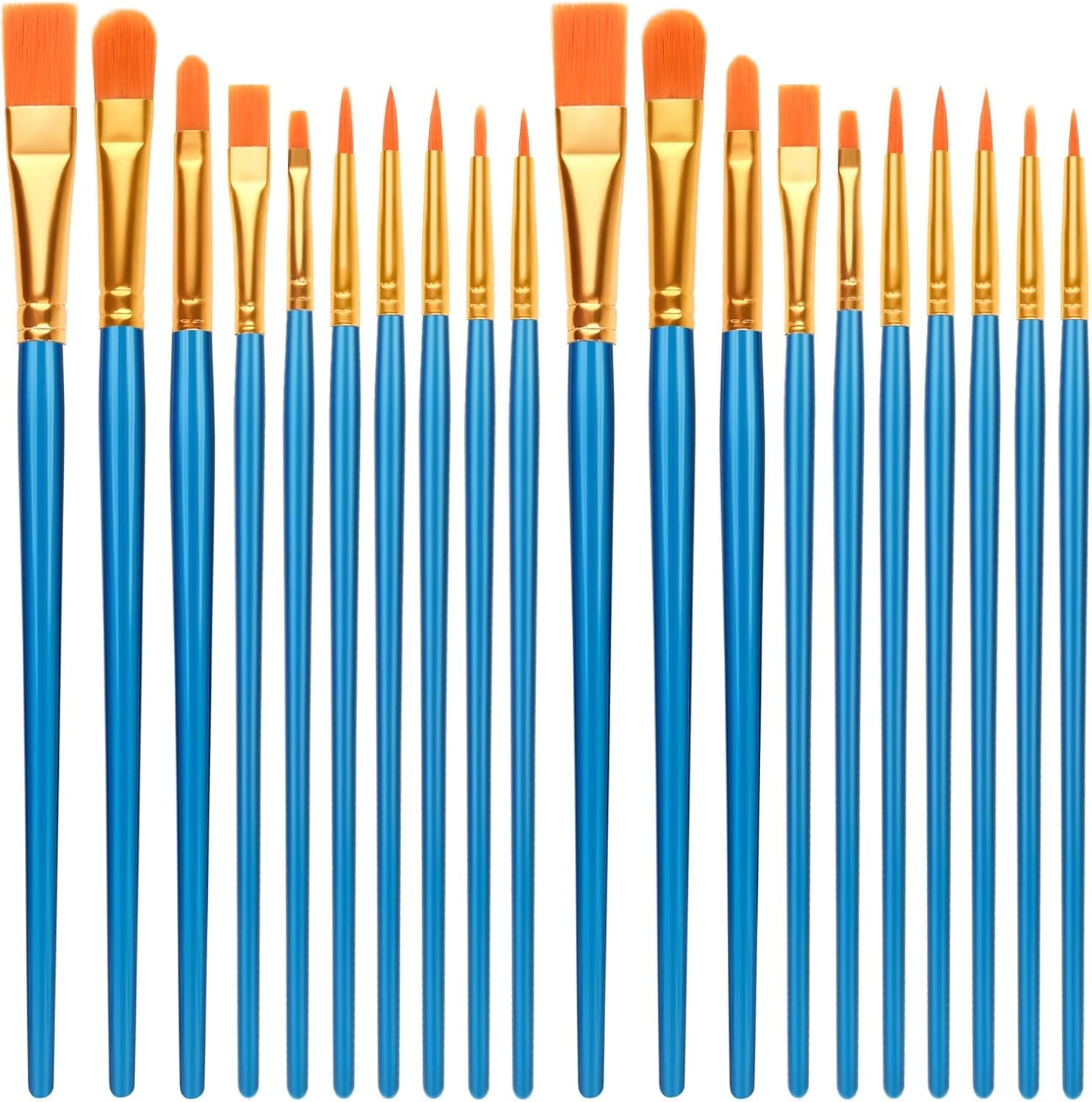 20 Pcs Nylon Hair Acrylic Paint Brushes Set for Acrylic Oil Watercolour