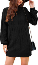 Vestito Invernale Donna Elegante Collo Alto Abito Lavorato a Maglia Vestiti Magl