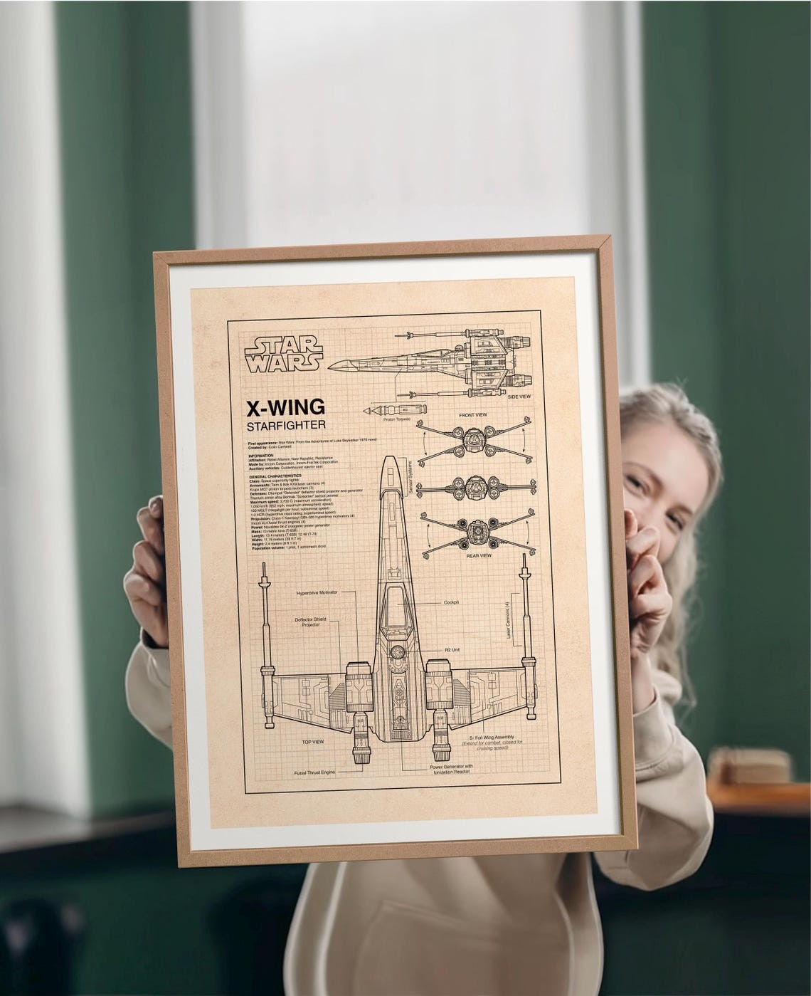 Poster X-Wing Fighter Blueprint Star Wars foto 3