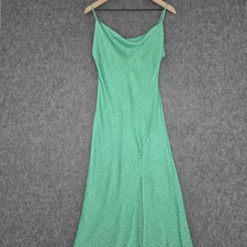 Paper Heart Dress Womens S Green Polka Dot Satin Slip Cowl Neck Maxi Strappy