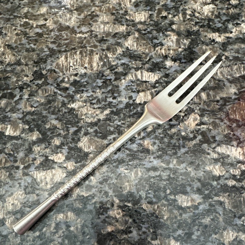 Hackman Finland Stainless Steel Fork Satin Finish Silver Etched Handle Reusable